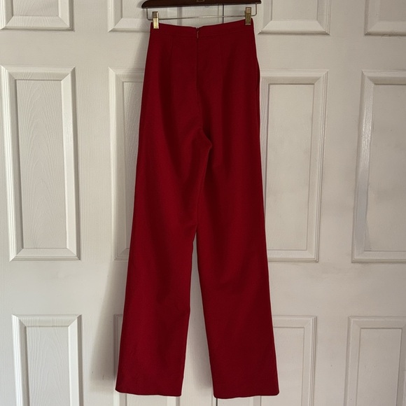 House Of CB London Red Drape Front Cosima High Waist Trousers - Picture 5 of 9